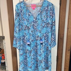 Lilly Pulitzer Vibrant Blue and White Tunic Dress
